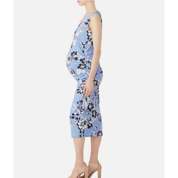 NEW Yumi Kim Maternity XL Hold Tight Dress Wonderful Life Blue Floral Stretchy - Picture 14 of 14